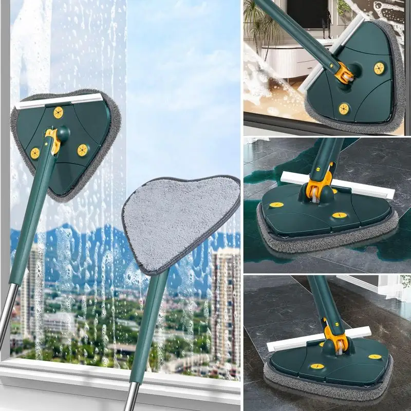 

Adjustable Cleaning Mop 360 Degree Rotatable Triangle Mop Microfiber Wall Mop With Long Handle Household Floor Cleaning Mop