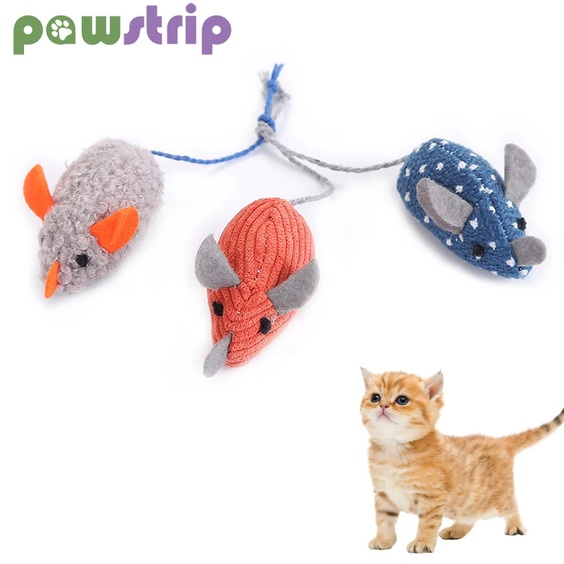 3pcs Cat Mouse Toy Interactive Cats Biteresistant Plush Mice Toys For