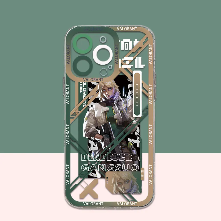 thumbnail image 1 of Funda de teléfono con diseño de personajes del juego Valorants para Samsung S24 S23 S22 S21 S20 S10 FE Note20 10 Plus Ultra Lite 5G, funda de TPU suave transparente, 1 of 5