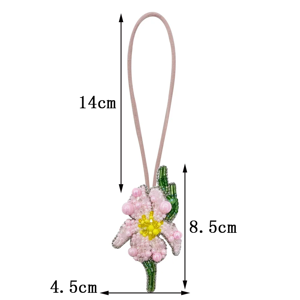 Fashion Sequin Flowers Bouquet Beaded Patch Lanyard Accessories DIY for Bag Clothing Rhinestone Hanging Rope Applique Patches