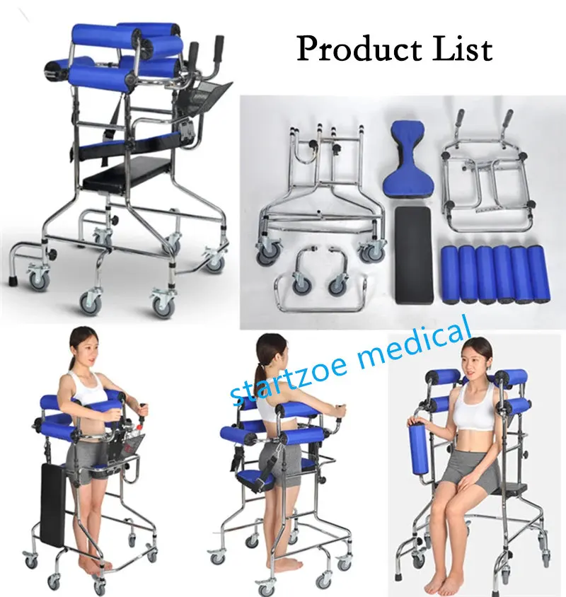 Upright Rollator Walker Stand Up Walker with 8 Wheels Anti-tilt Wheels hemiplegia walker stand frame with seat 4