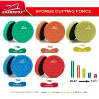 Sharkfox 5"(125mm) Hex-Logic Sponge Buffing Polishing Pads For DA/RO/GA Car Buffer Polisher 2