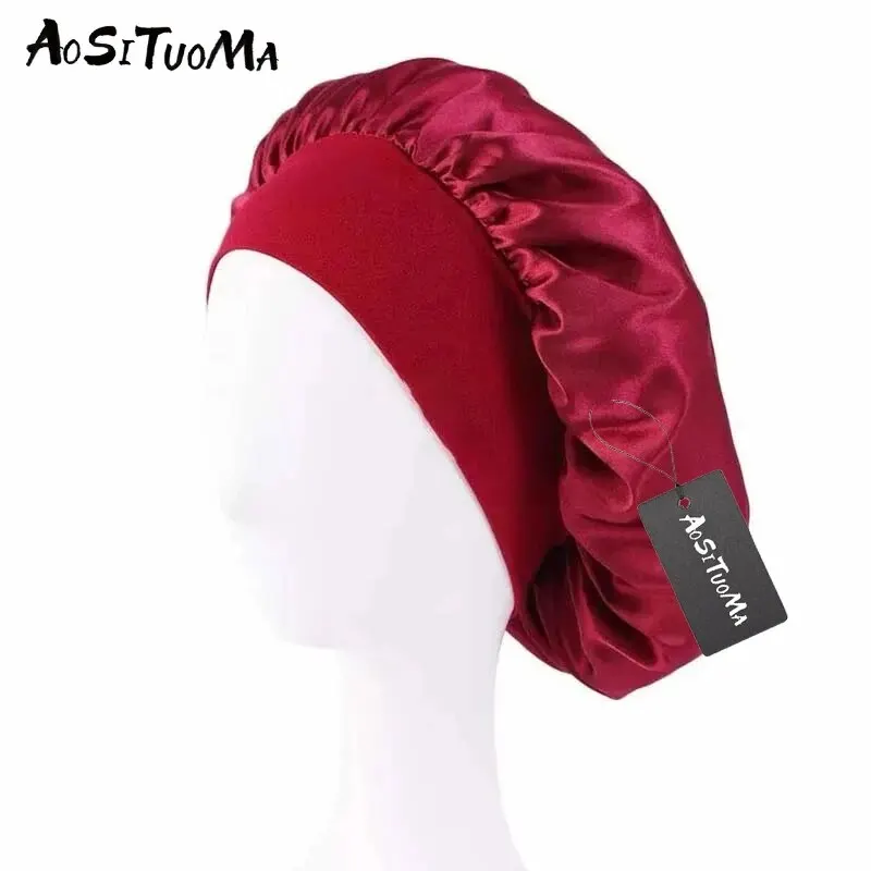 Night hair cap Silky Satin Hair Bonnet with Wide Elastic Band for Sleeping Showering and Styling Curly and Natural Hair