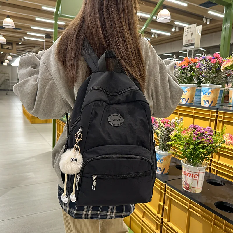 Ins Style Backpack for Female College Students Unique Design Simple Solid Color Korean Style Outdoor Sports Travel Bag