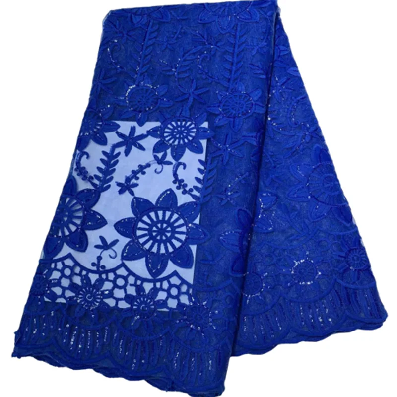 

2022 новейшая ярко-синяя африканская кружевная ткань с блестками, французская сетчатая кружевная ткань с блестками для вечерние
