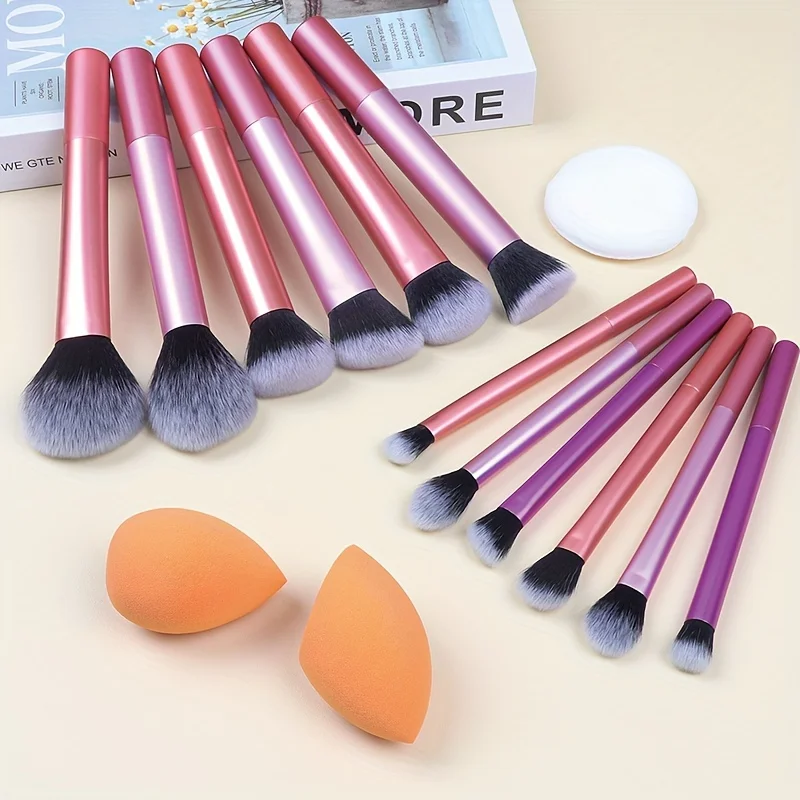 12-Piece Professional Makeup Brush Set with Versatile Application Tools