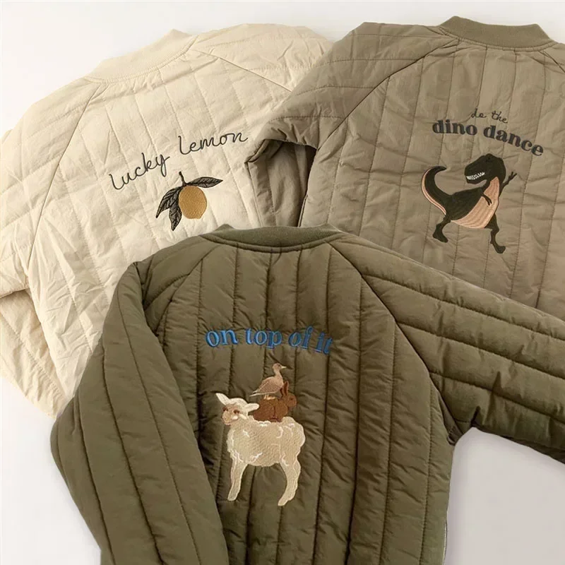 Jackets Winter Autumn Long Sleeve Embroidery Fleece Cotton Kids Coats Outerwear Toddler Baby Children Clothing Boy Girl winter cotton coat kids jackets