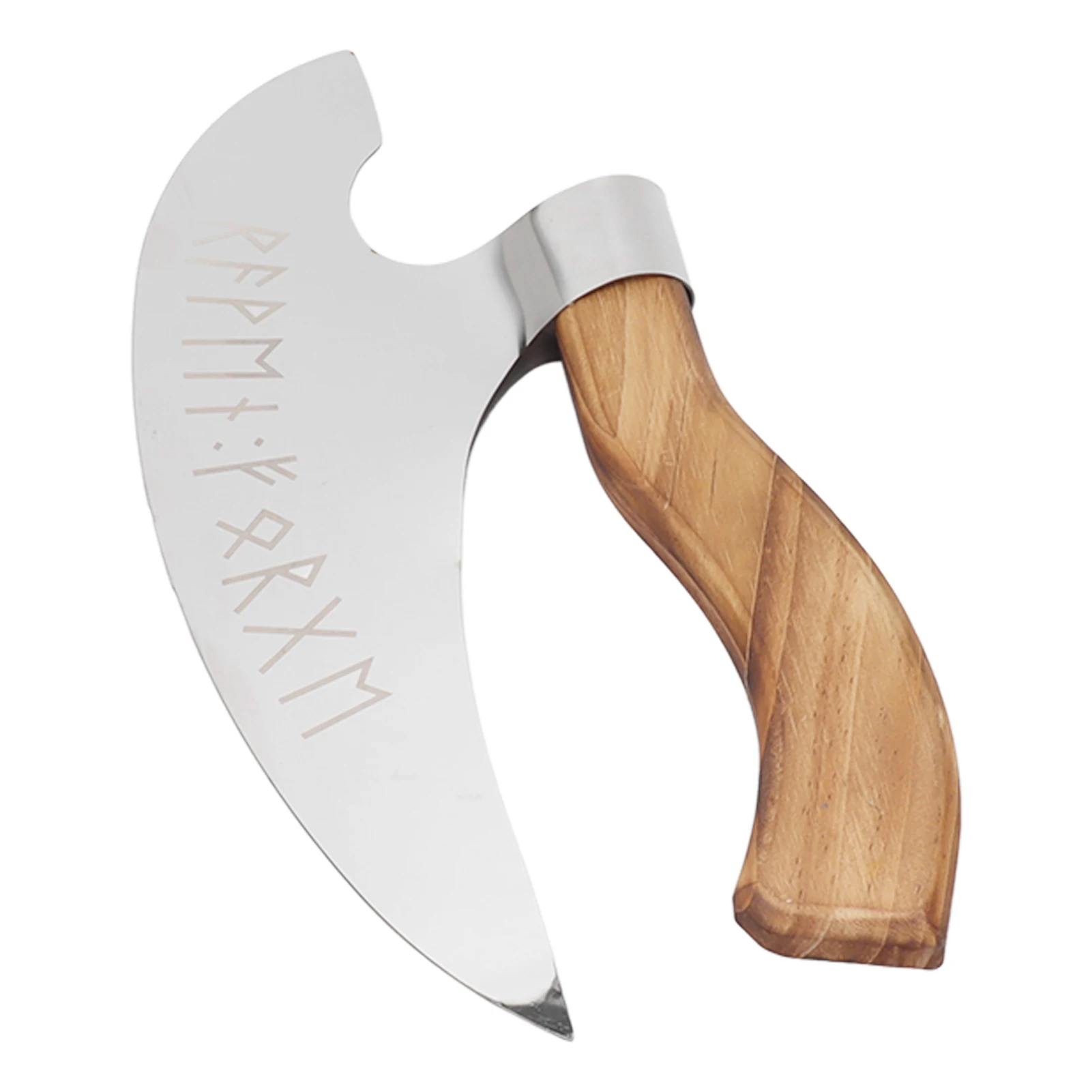 Viking Pizza Axe Handmade Stainless Steel Medieval Pizza Cutter with Pine Wood Handle for Home Restaurant Bar Viking Tool