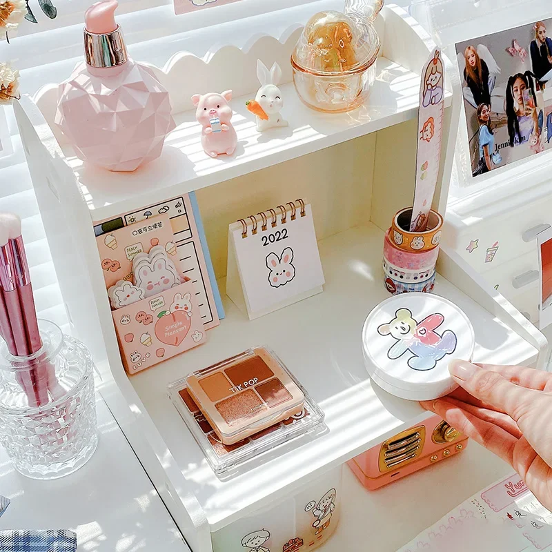 Storage Racks Desktop Storage Rack Ins Student Dormitory Cosmetic Elevated Stationery Box Office Organizer File Tray Desk Accessories