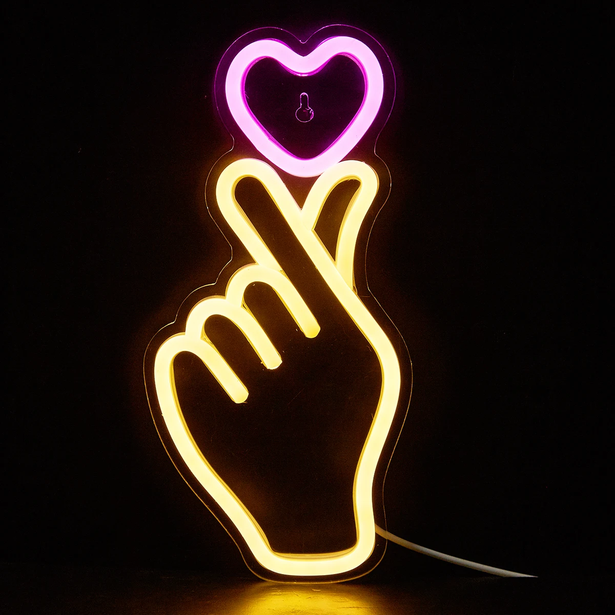 Chi-buy LED Neon Hand+Heart USB Powered Neon Signs Night