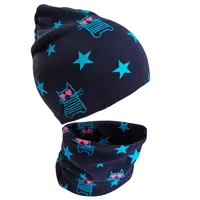 Autumn Winter Baby Hat Set Love Heart Cats Print Baby Girl Hat Boy Cap Infant Hat Scarf 1