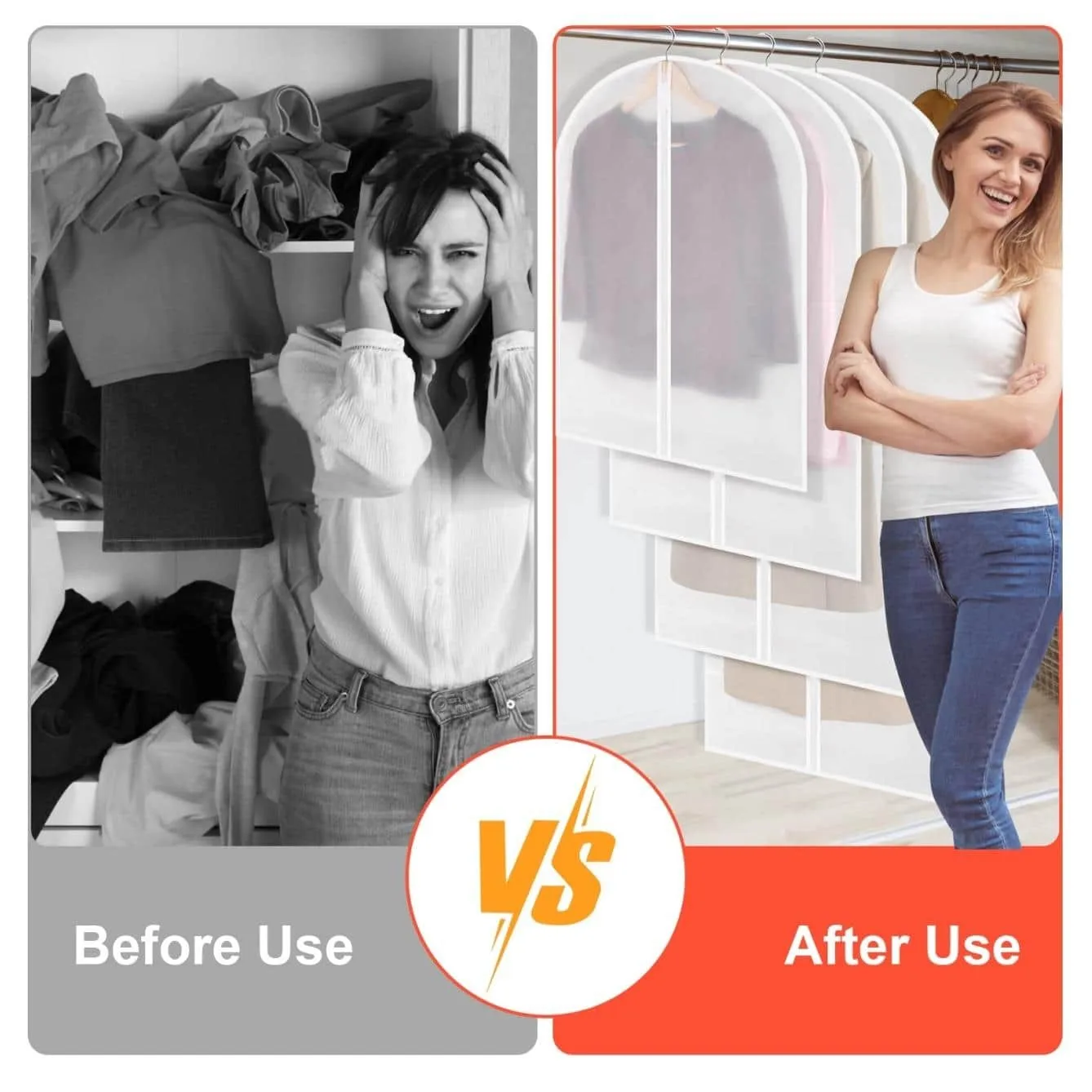 Garment Bags for Hanging Storage Clothes Cover Breathable Protectors Coat Covers for Closet with Zipper Home Packing Organizer 3