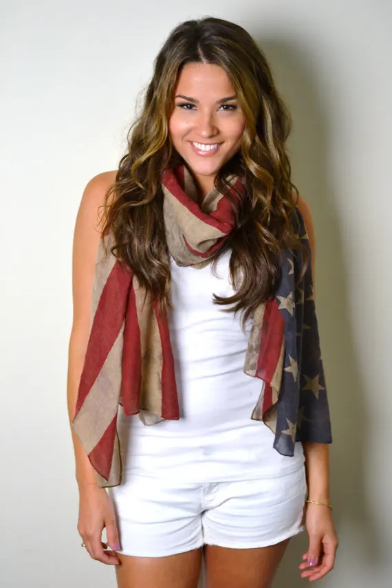 American Flag Fashion Scarf | American Flag Print Scarf