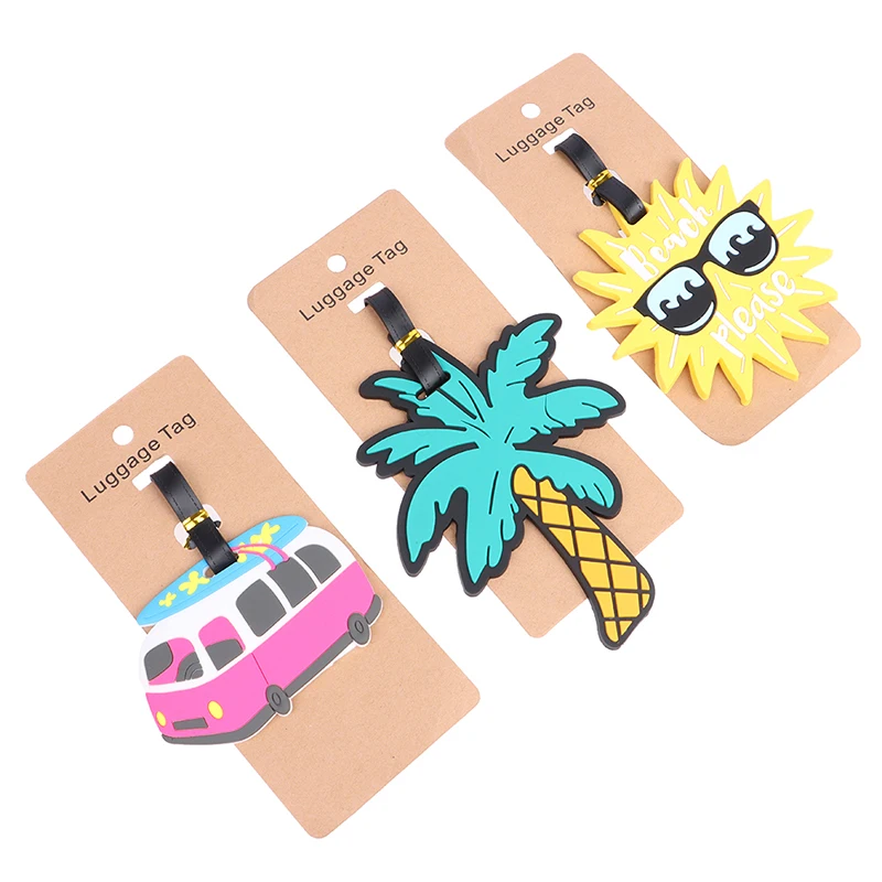 1PCS Luggage Tag Creative Cartoon Suitcase Fashion Style Silicon Luggage Name ID Address Label Portable Travel Accessories Label