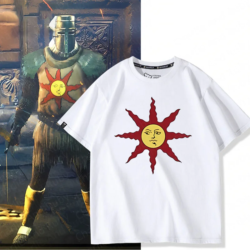 Dark Souls Trilogy Game Sun Knight With Cotton Crewneck Short-Sleeved T-Shirt Men's And Women's Summer Clothing Trend Fashion