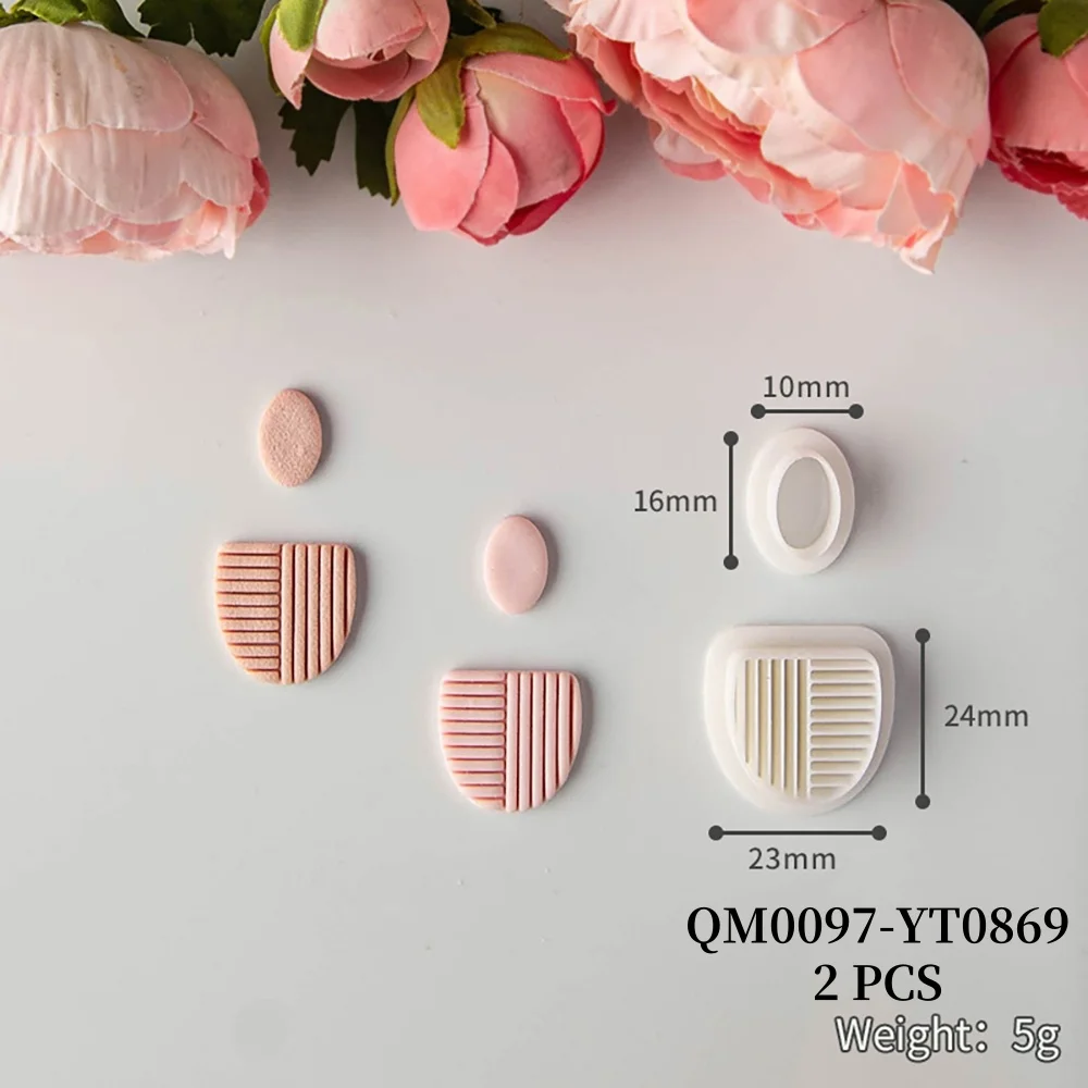 Kreative geometrische verspiegelte Polymer-Ton-Ausstecher, Liniendesign, baumelnde Ton-Ohrringe, Schmuck, Anhänger, Stanzform, Keramik, Tonwerkzeuge – Detail 7