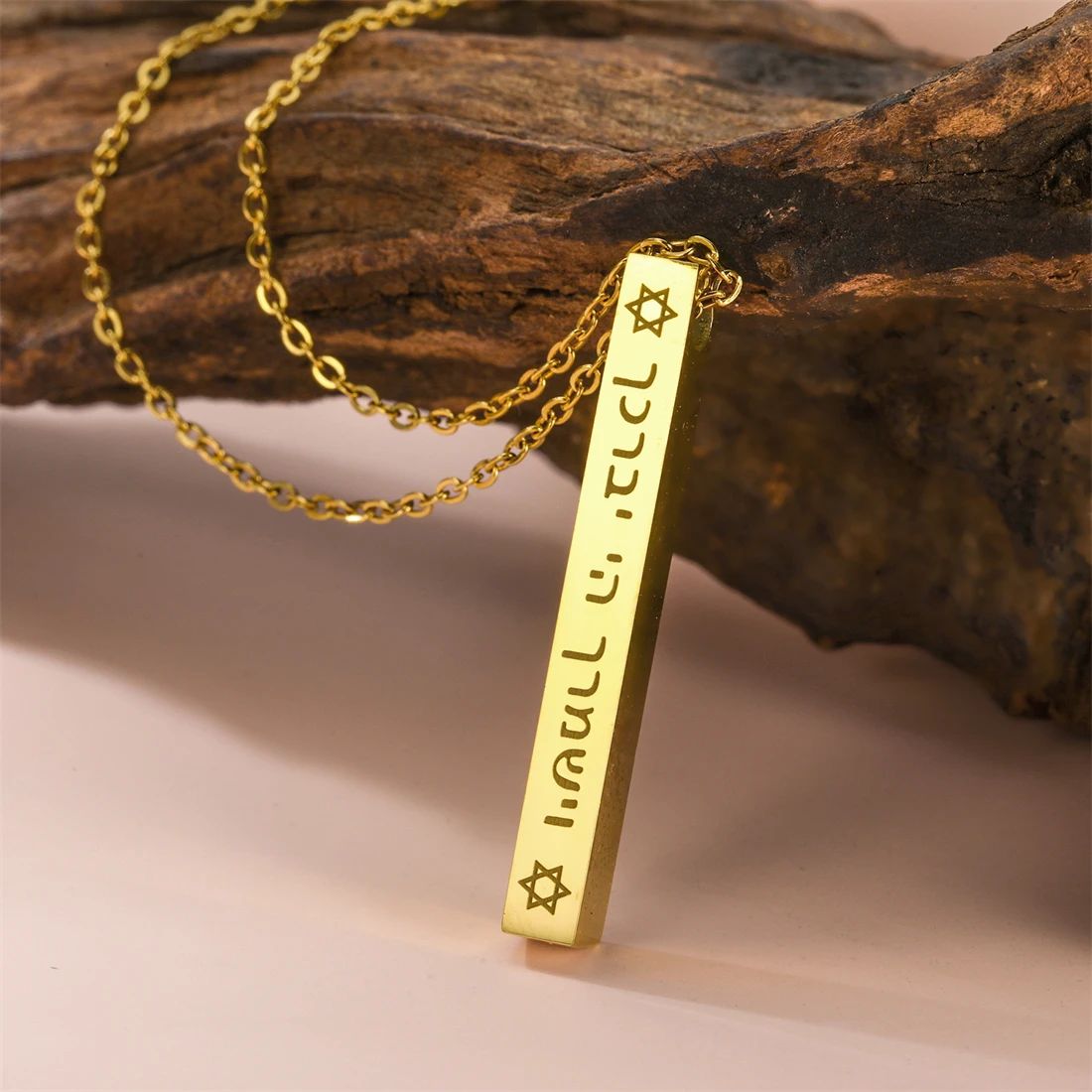 

Vassago Star of David 3D Vertical Bar Necklaces for Men Rune Stainless Steel Geometric Pendant Neck Chain Jewelry Birthday Gifts