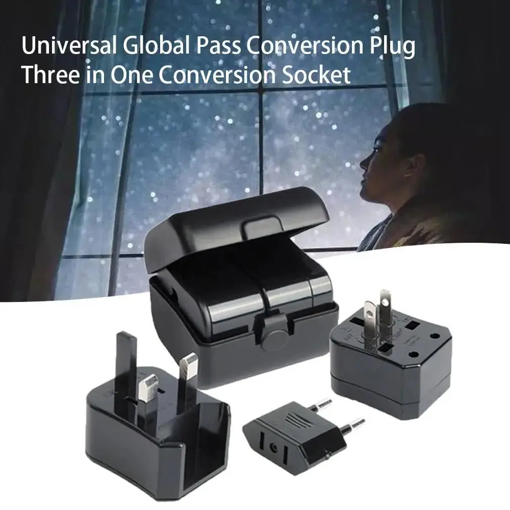 3 in 1 Universal International Plug Adapter World Travel AC Power Charger Adapter พร้อมปลั๊กแปลง US UK EU 1