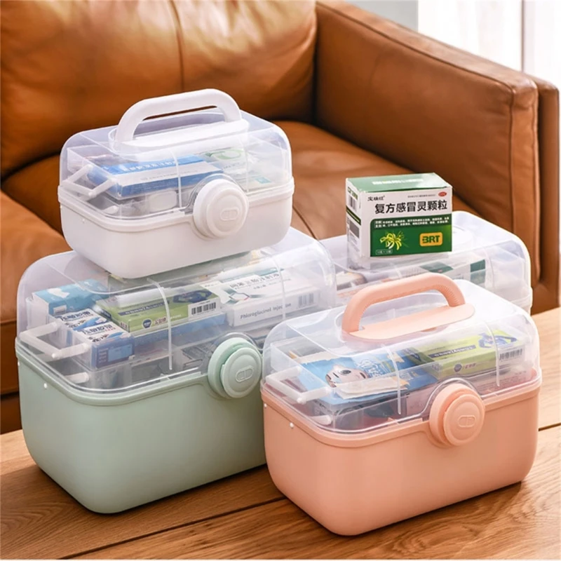 

Plastic Storage Box with Handle Portable Organize Household for Indoor Outdoor Camping Organization
