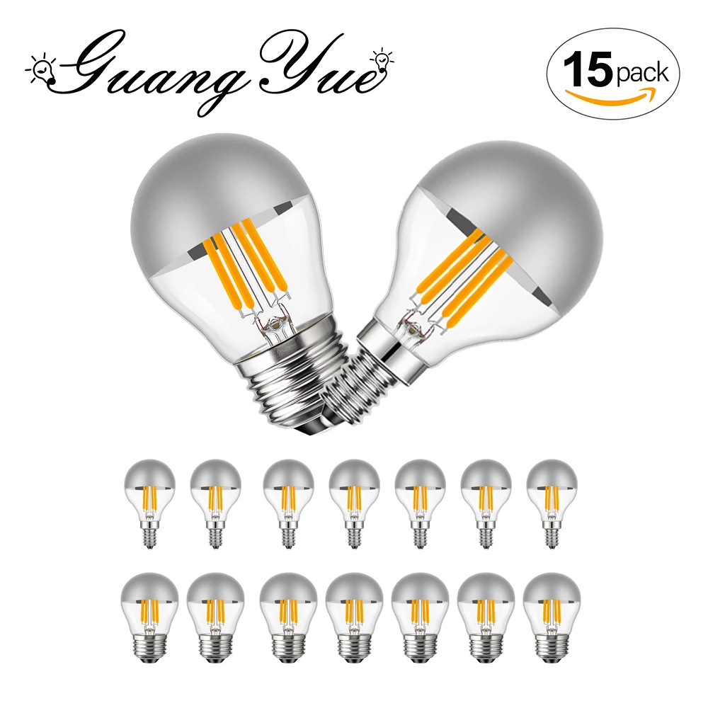 

G45 Edison LED Night Bulb E12 E14 E26 E27 4W Dimmable 110V 220V Globe Top Silver Warm White Mirror Light Pendant Lamp Home Decor