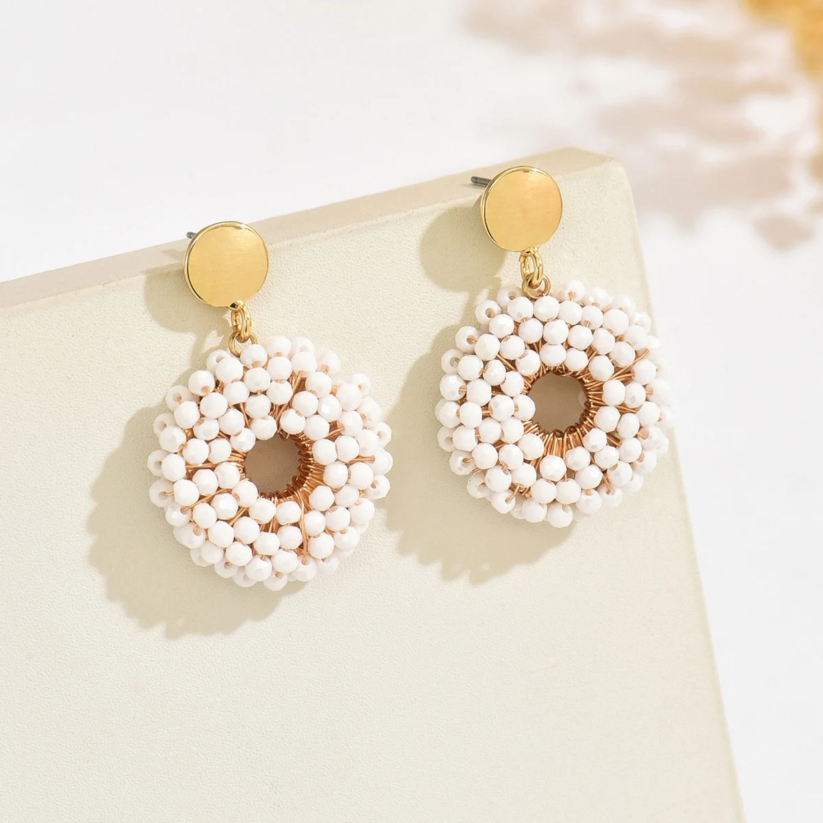 Women’s Handmade Round Bead Earrings – Minimalist Elegant Drop Jewelry