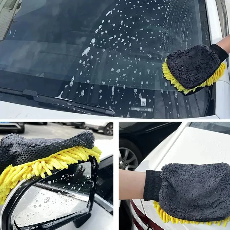 Car Wash Cleaning Gloves Super Microfiber Towel Chenille 2 in 1 Car Wash Cleaning Cloth Accessories