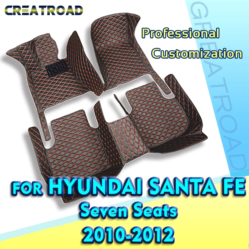 

Car Floor Mats For Hyundai Santa Fe Seven Seats 2010-2012 Custom Auto Foot Pads Automobile Carpet Cover Interior Accessories