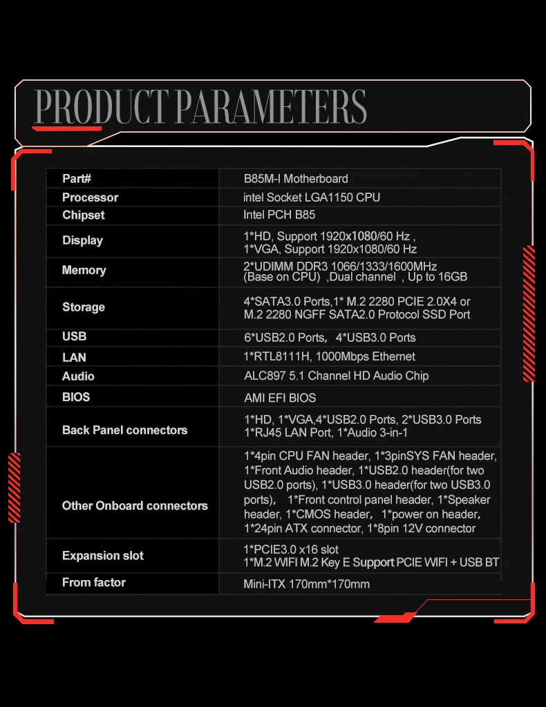 B85M-I Motherboard Ports