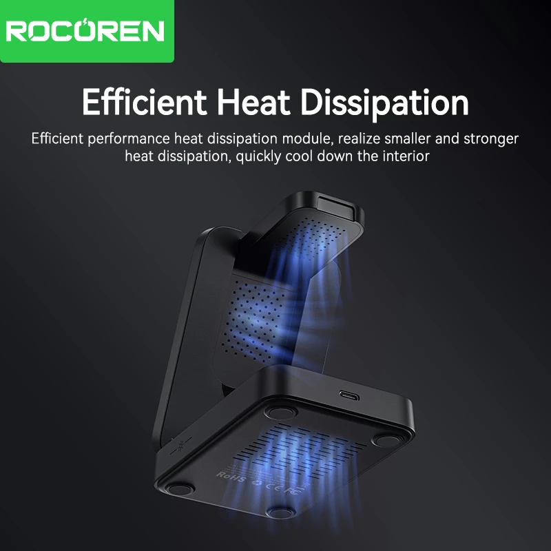 Rocoren Folding 3 in 1 Wireless Charging Stand Portable Magnetic Fast charging Station Dock For iPhone 15 14 13 Watch Headphones Best Sellers In Phones Accessories