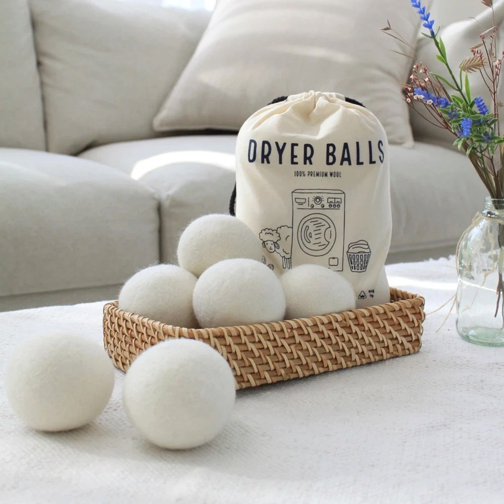 Magnetic Dryer Ball Holder With 6 Pcs Wool Dryer Balls, Laundry Dryer