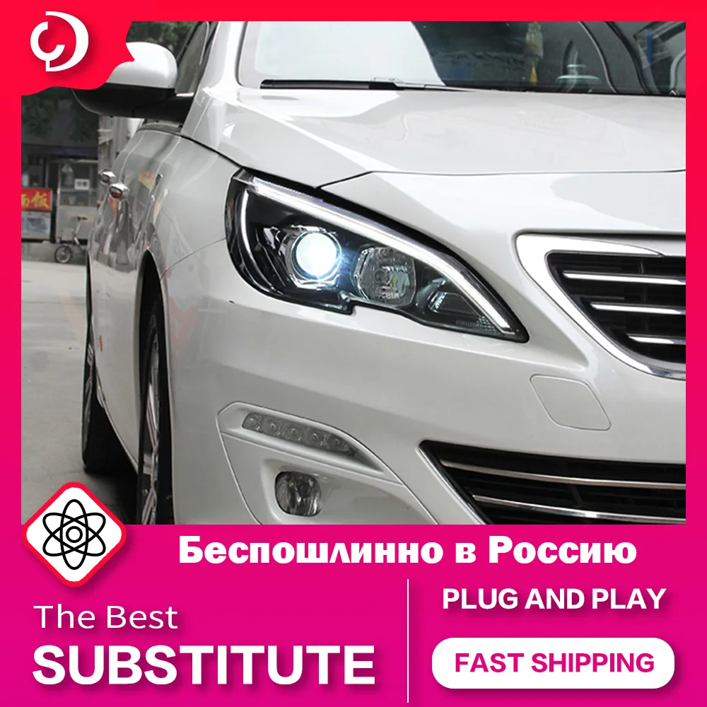 

AKD Car Styling Headlights for Peugeot 408 2014-2015 LED DRL Head Lamp DRL Turn Signal High Beam Xenon Angel Eye Projector Lens