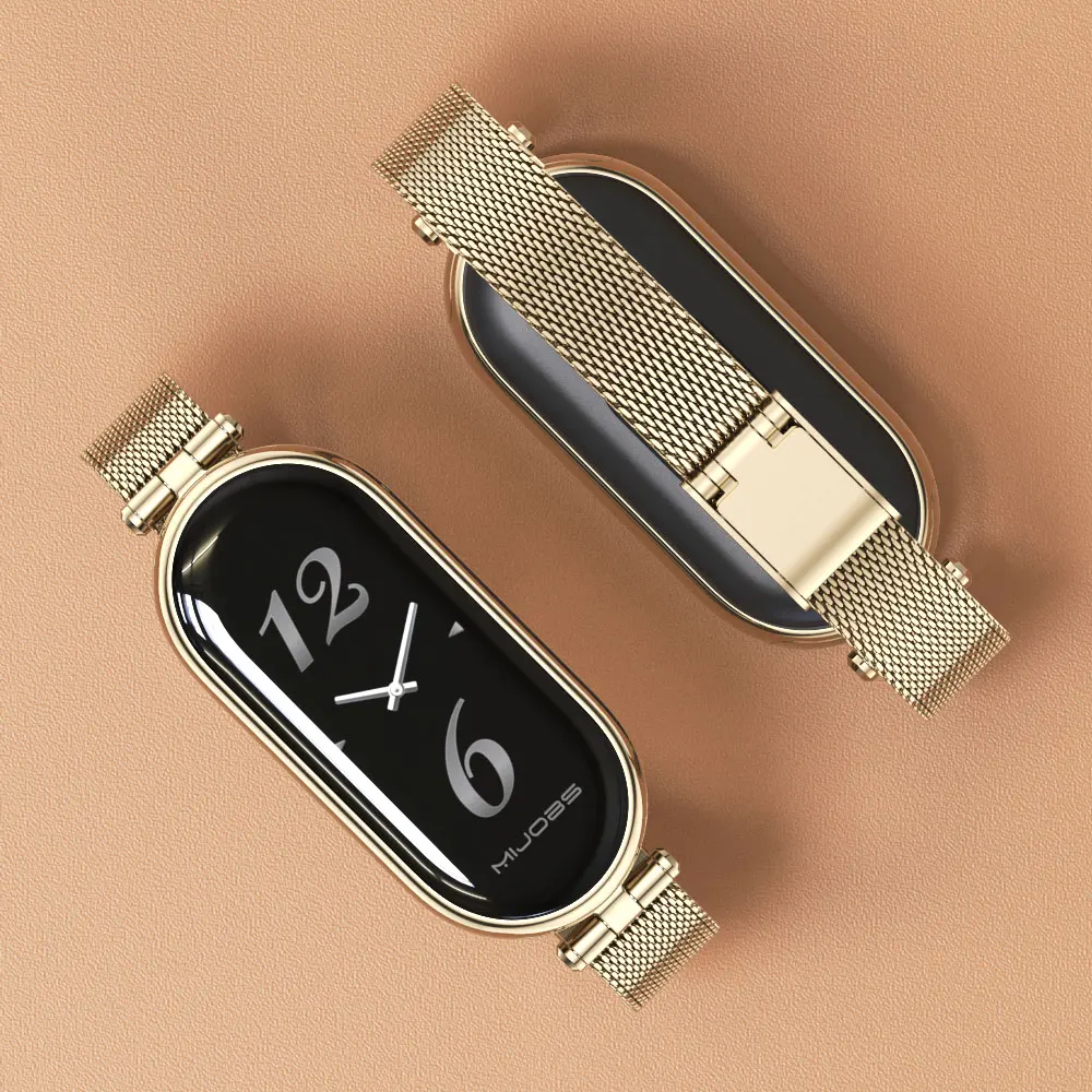 Strap For Xiaomi Mi Band 8 9 7 6 5 43 Smart Bracelet Women Girls Fashion Metal Mesh Watchband Replacement Accessories Miband 7 6 6