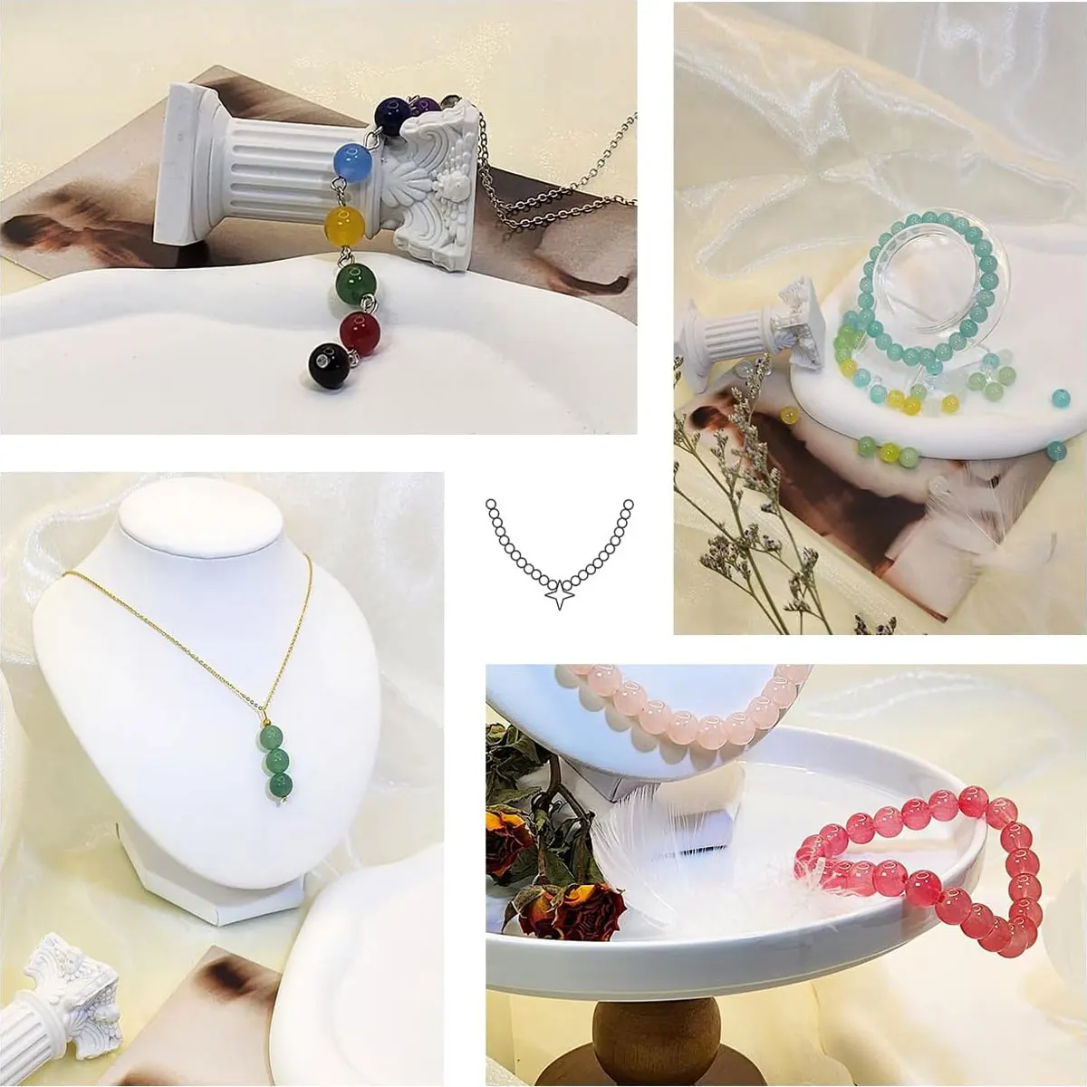 BLAESIFF Lot De 743 Perles En Verre Pour Bracelets, 24 Couleurs, Perles