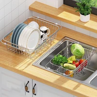 Adjustable Dish Drying Rack Stainless Steel Dish Drainer Fruit Vegetable Drainer Kitchen Sink Drain Holder Storage Rack 6