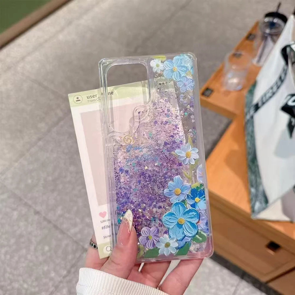 Luminous Sequins Glitter Quicksand Flower Bling Clear TPU Case