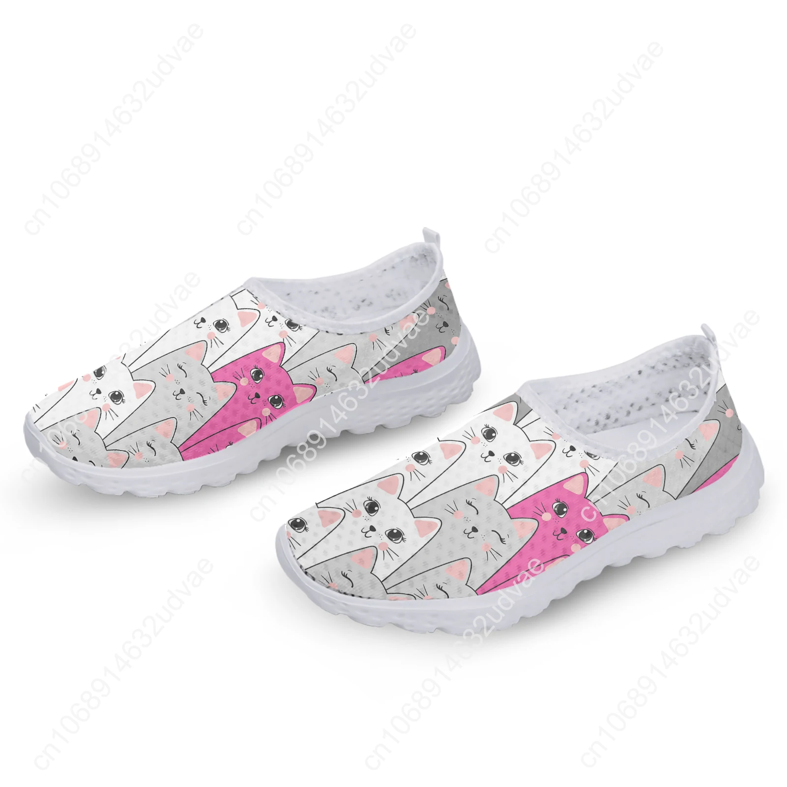 Brand Designs Mesh Shoes for Women Seamless kawaii Cartoon Cat 3D Printing Lightweight Sneaker Girl Zapatos De Mujer