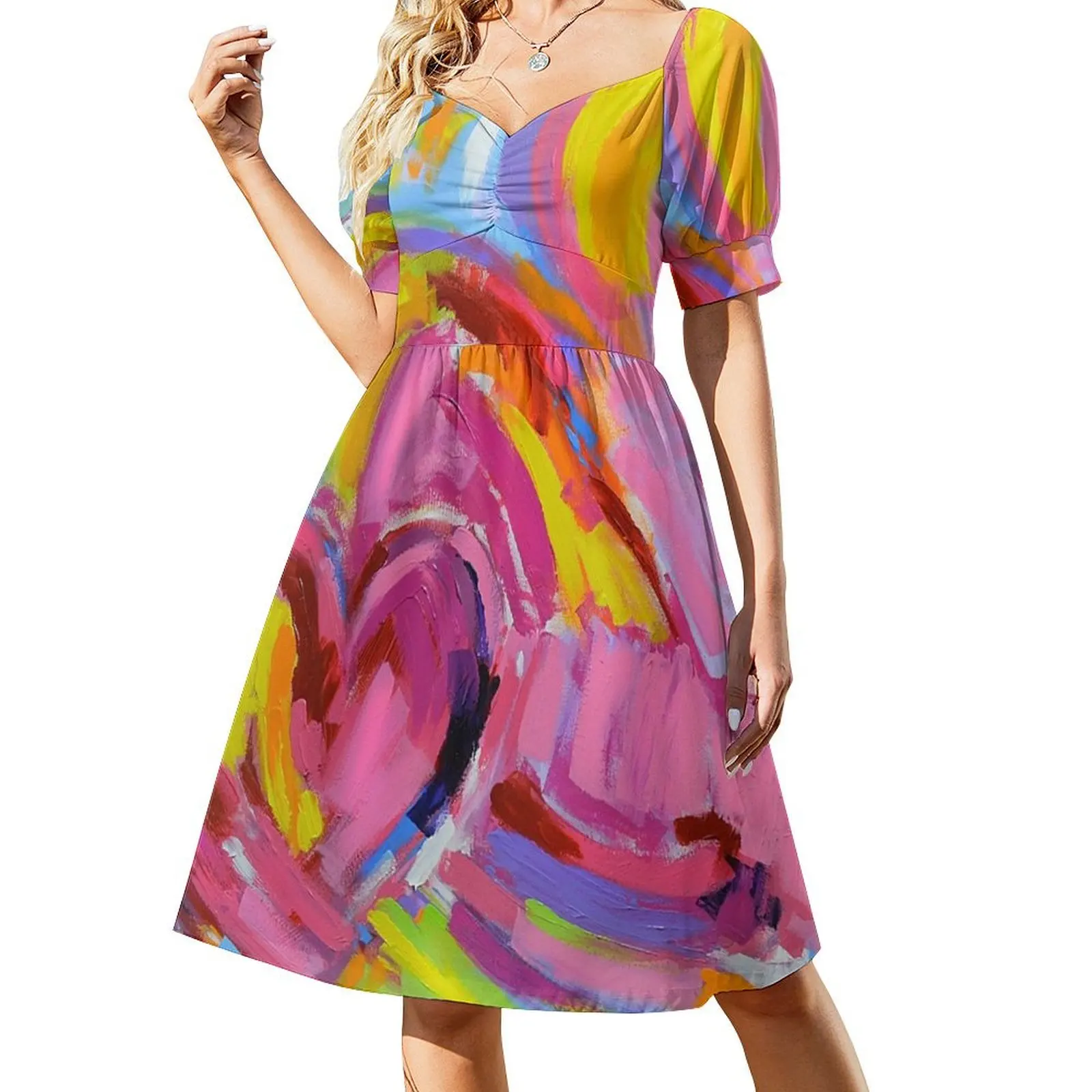 thumbnail image 1 of ¡Te amo! Vestido de manga corta. Vestidos de verano para mujer ., 1 of 8