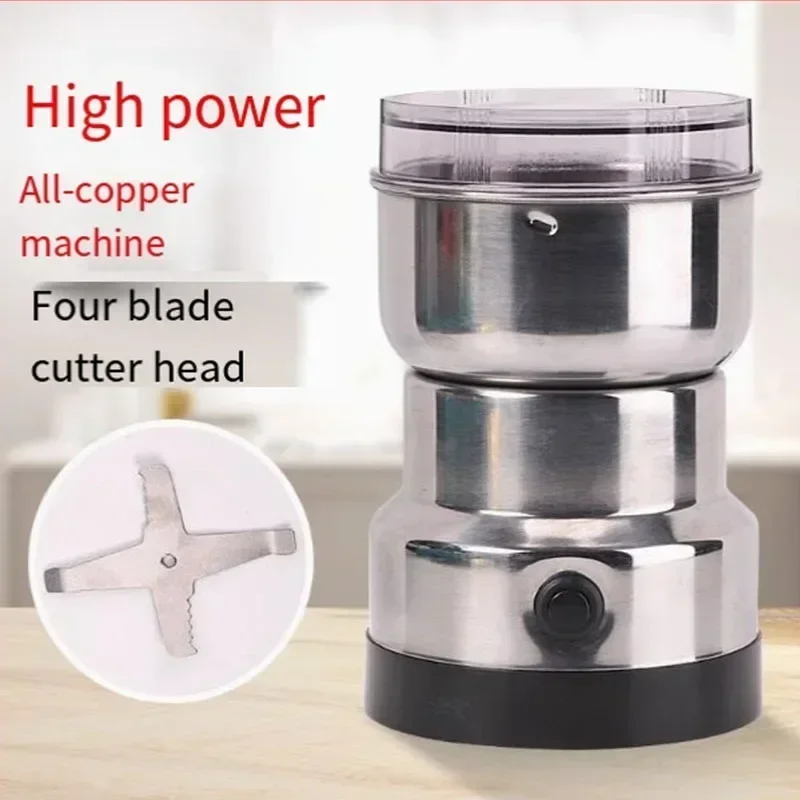 150W Electric Coffee Grinder, Ultra-fine Powder Mill Dry Wet Multi-function Stainless Steel Crusher for Kitchen Spices Nuts