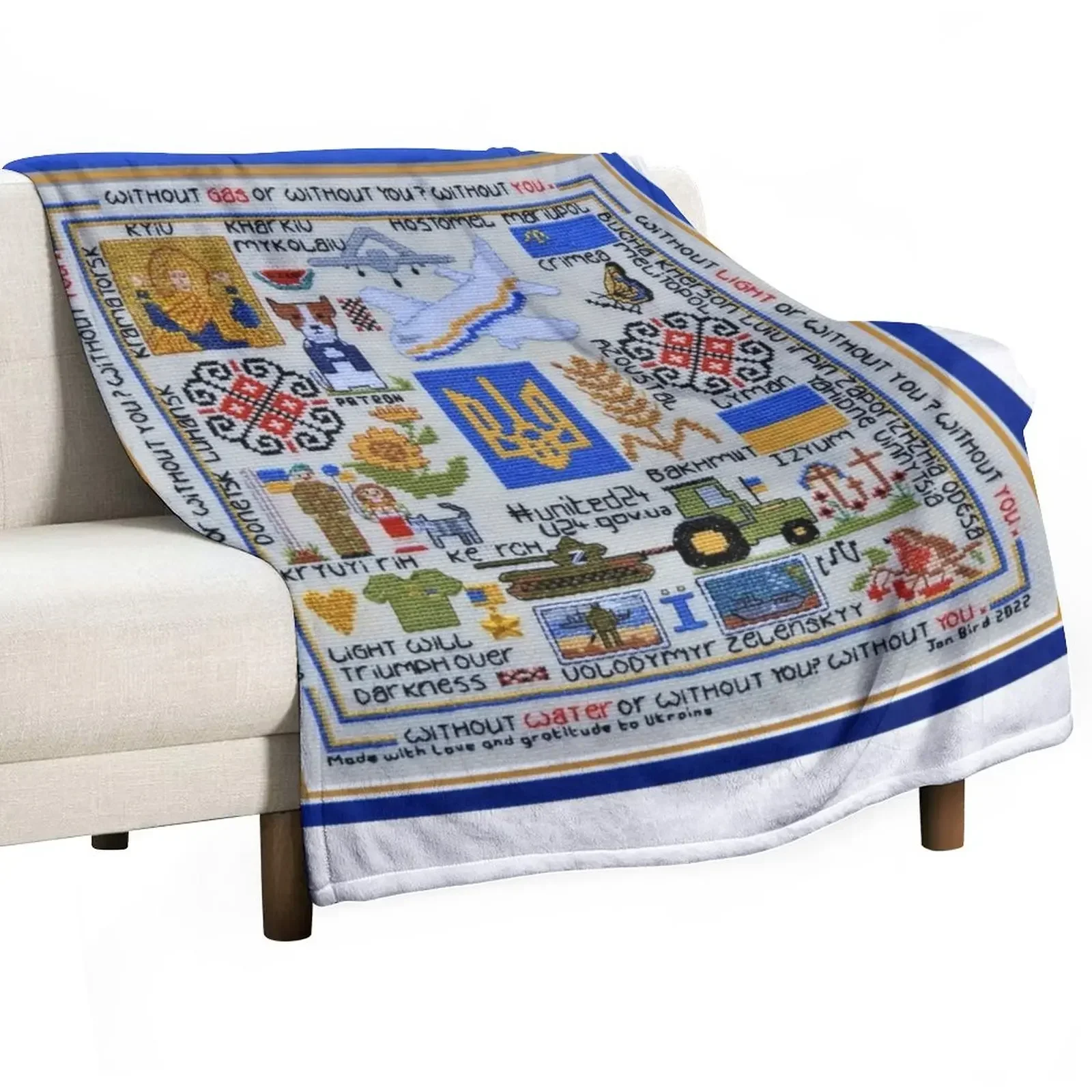 

Without You Throw Blanket Plaid on the sofa Plush Vintage Blankets