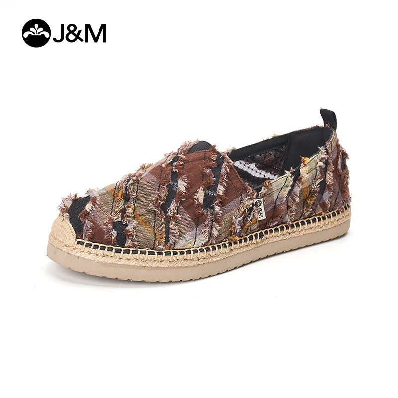 

Мужские туфли-Эспадрильи J & M, черные дышащие тканевые туфли на плоской подошве, без застежки, повседневная обувь для рыбалки, лето-осень