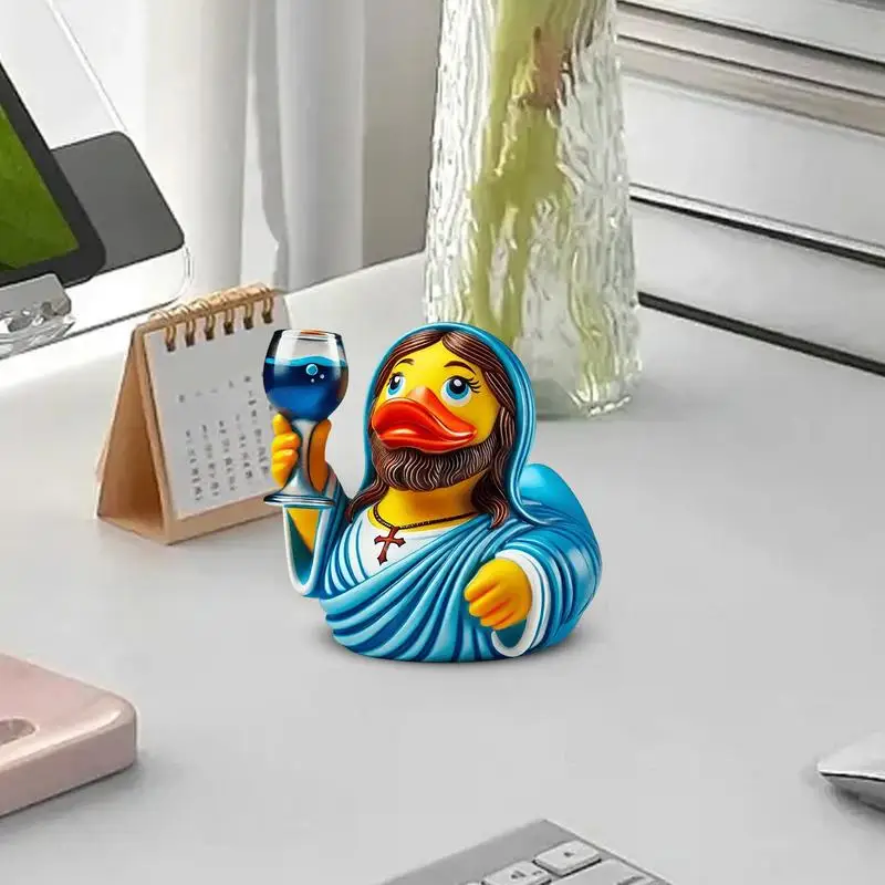 Creative Resin Figurine Jesus Duck Collectible Decor