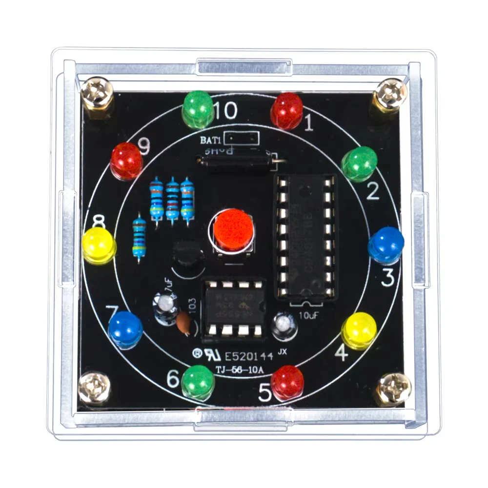 DIY LED Licht Glücksrad elektronisches Kit elektronische Würfel Schätzung Spiel DIY Löt kit ne555 cd4017 3-poliger Ausgangs impuls 3v – Detail 8