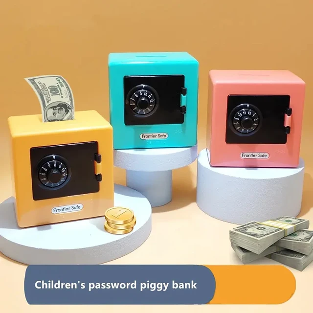 1pc Mini Atm Rotating Password Coin Bank Cash Storage Box Piggy Bank Automatic Deposit Banknote Coin Saving Birthday Gift 1