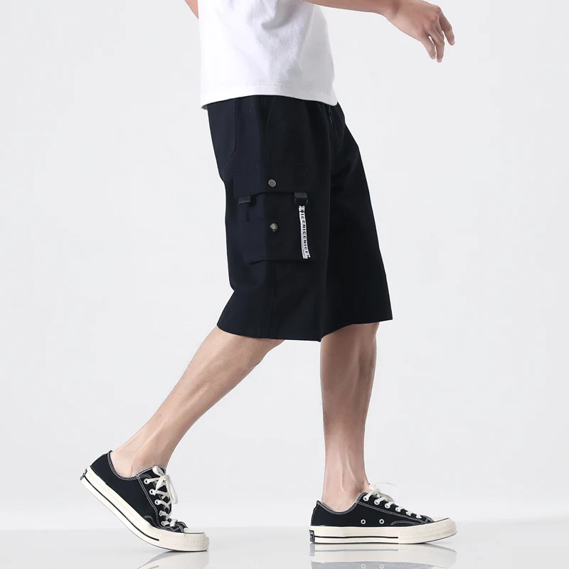 Summer Cargo Pants Short Breeches 2022 New Streetwear Multi-Pockets Solid Cotton Straight Casual Shorts Plus Size 6XL 7XL 8XL best men's casual shorts