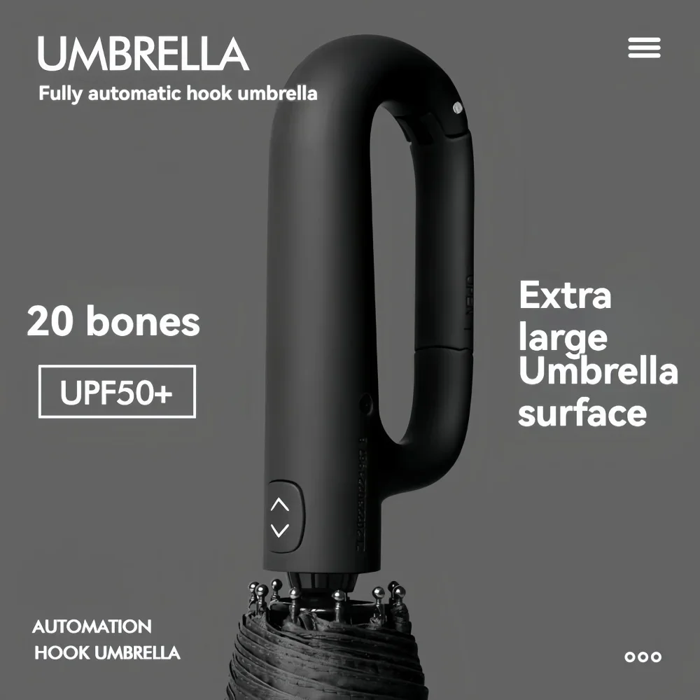 Fully Automatic Umbrella for Men And Women with Ring Buckle Design Large Rib Strong Sunshade Double Umbrella Folding Compact 3