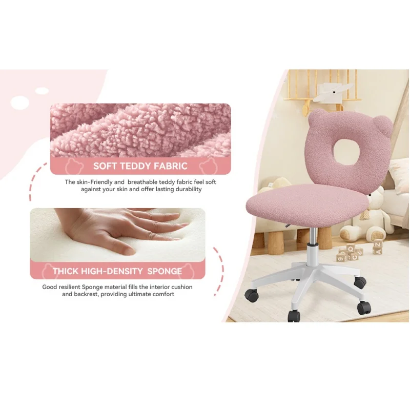 Little Bear Office Chair Female Male Dormitory Backrest Chair Pink Cute Bedroom Living Room Chairs Learning Chair Furniture Home 3
