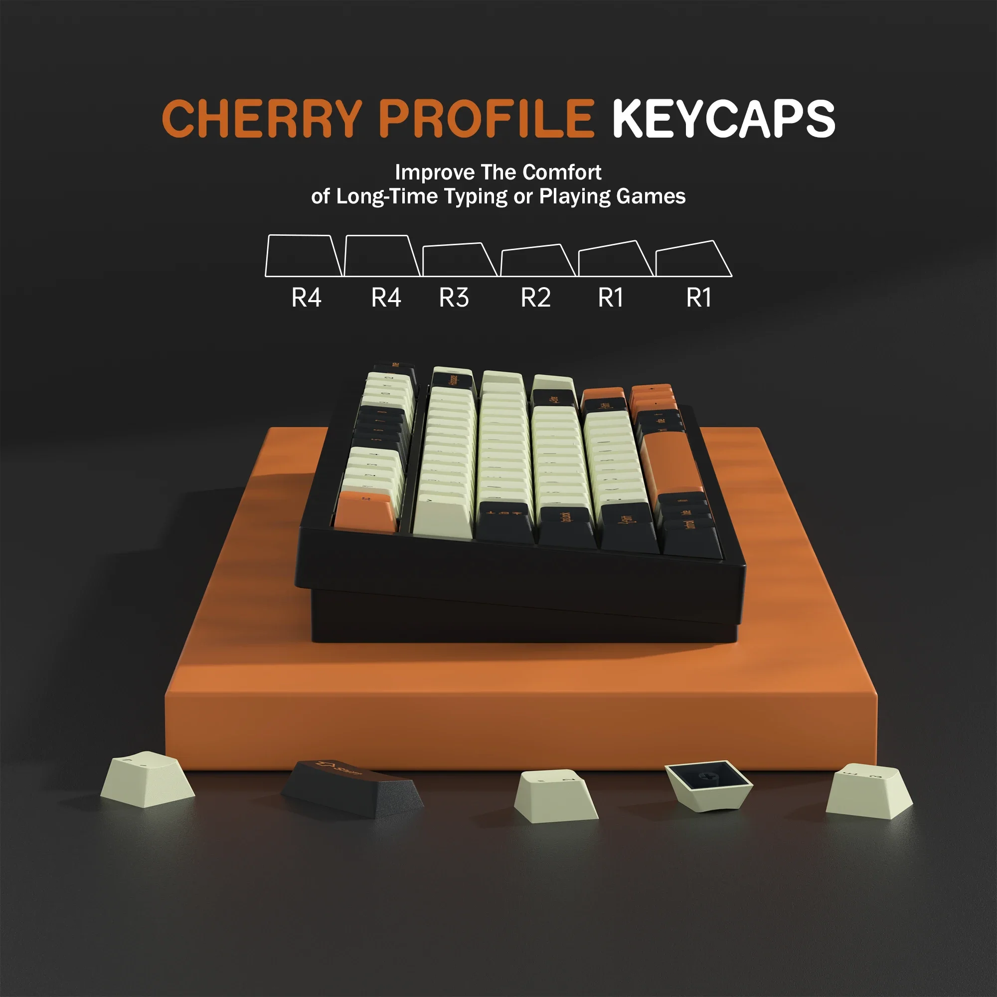 Cherry Profile PBT Double Shot Keycap Set - GMK Carbon Design, 176 Keys