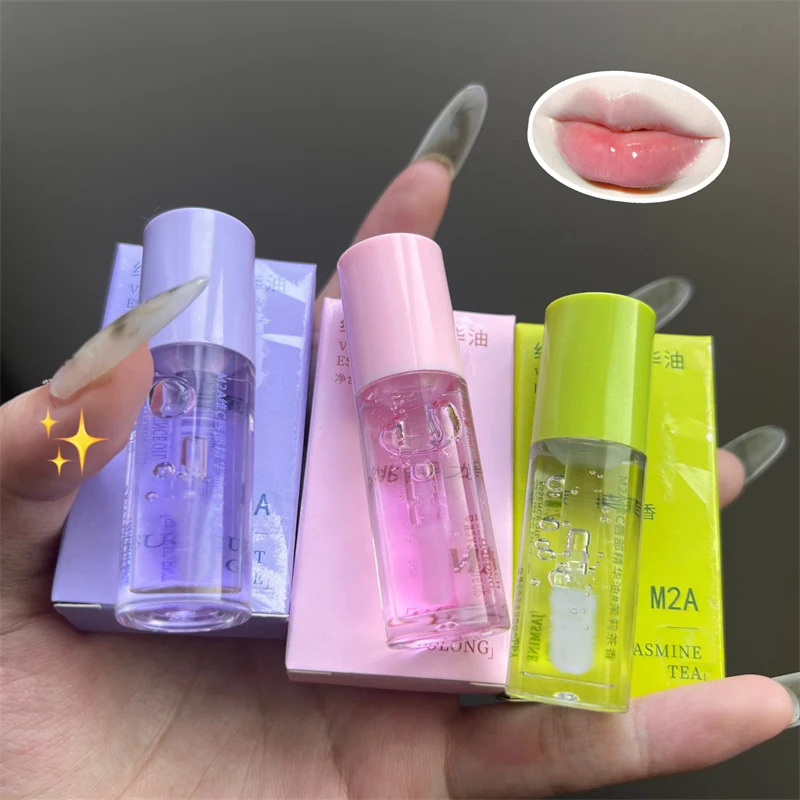 Fruit Lip Oil Lip Moisturizing Transparent Water-Glossy Mirror Finis Non-Stick Tint Lasting Cosmetic Liquid 1pc lip gloss,lip makeup,lip glaze,lip tint,lip oil,lip stain,lip lacquer