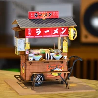 DIY Wooden Miniature Model Kit Japanese Yatai-Teppanyak Street Store Doll Houses 3D Puzzle Dollhouse for Friends Birthday Gifts 2