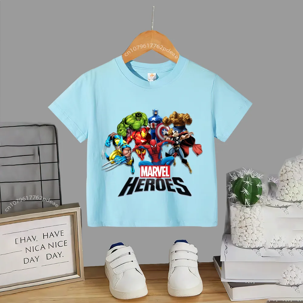Super Hero Teen 100% Cotton T-shirt Kids Hulk Printed Casual Cotton T-shirt Comfortable short sleeve for boys and girls babies 5